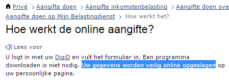 uw gegevens worden veilig opgeslagen