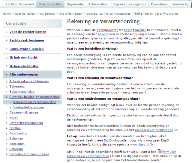 Rekening en Verantwoording bij Bewind  betaaldata.nl